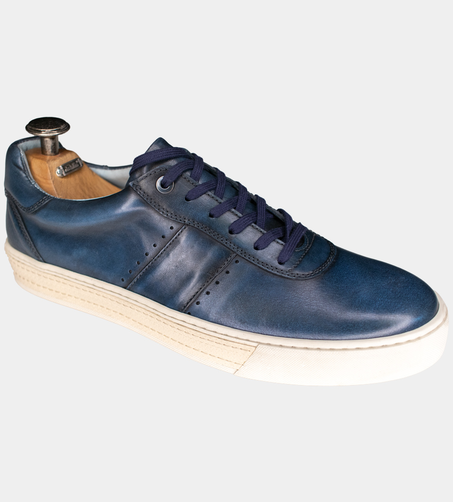 BRAGA BLÅ SNEAKERS I SKINN - 39