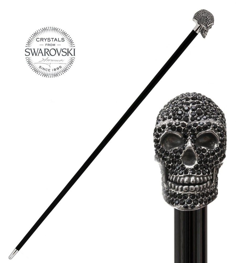 K�pp D�dskalle med m�rka Swarovski-kristaller 