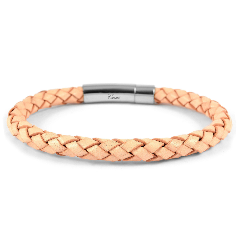 FLÄTAT ARMBAND i LÄDER - BEIGE FLÄTAT ARMBAND i LÄDER - BEIGE