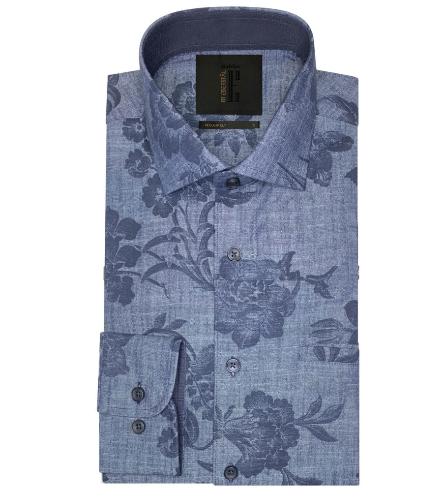 JEANSBLOMMIG JAQUARDSKJORTA  JEANSBLOMMIG JAQUARDSKJORTA