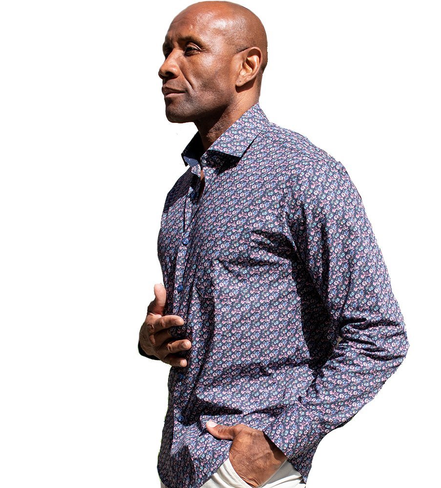 DAHLINSKJORTA  SMÅBLOMPRINT BLÅ/ROSA DAHLINSKJORTA  SMÅBLOMPRINT BLÅ/ROSA