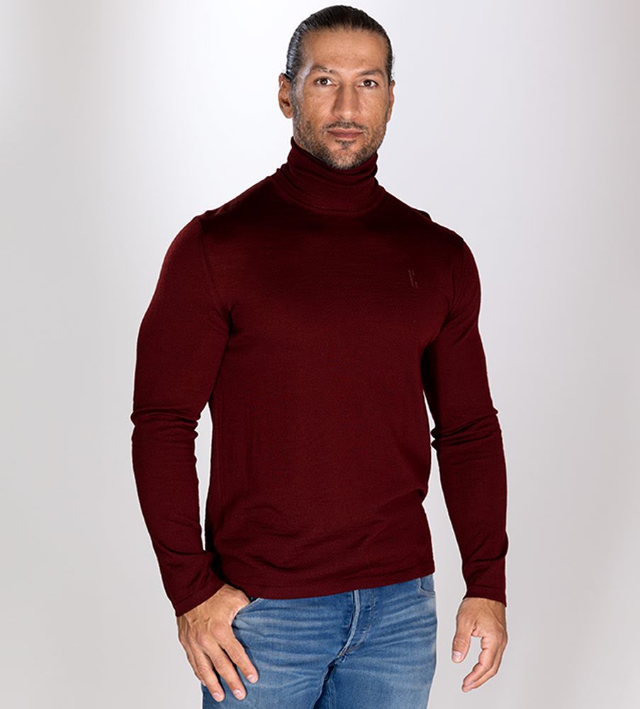 Röd turtleneck i ull