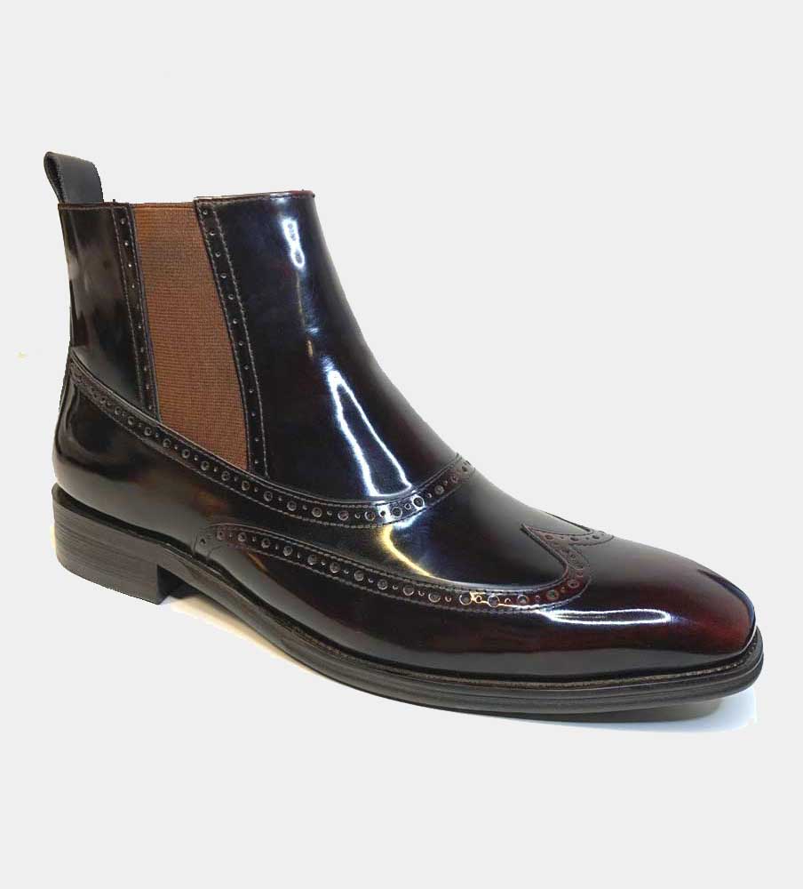 chelsea boots i läder vinröd