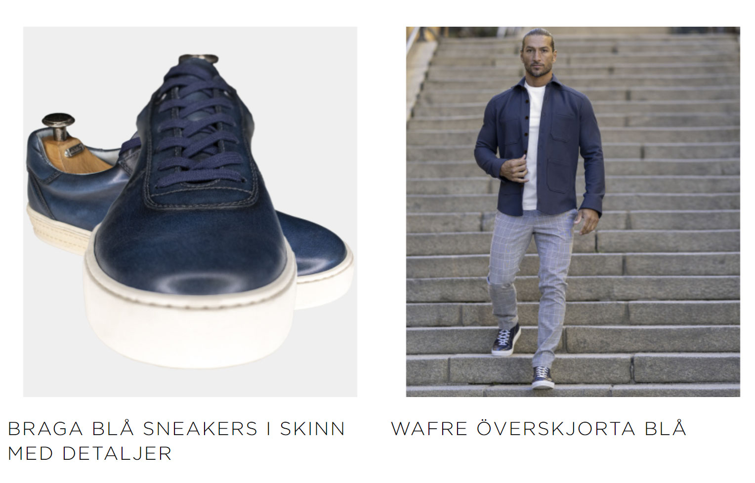 blå läder sneaker